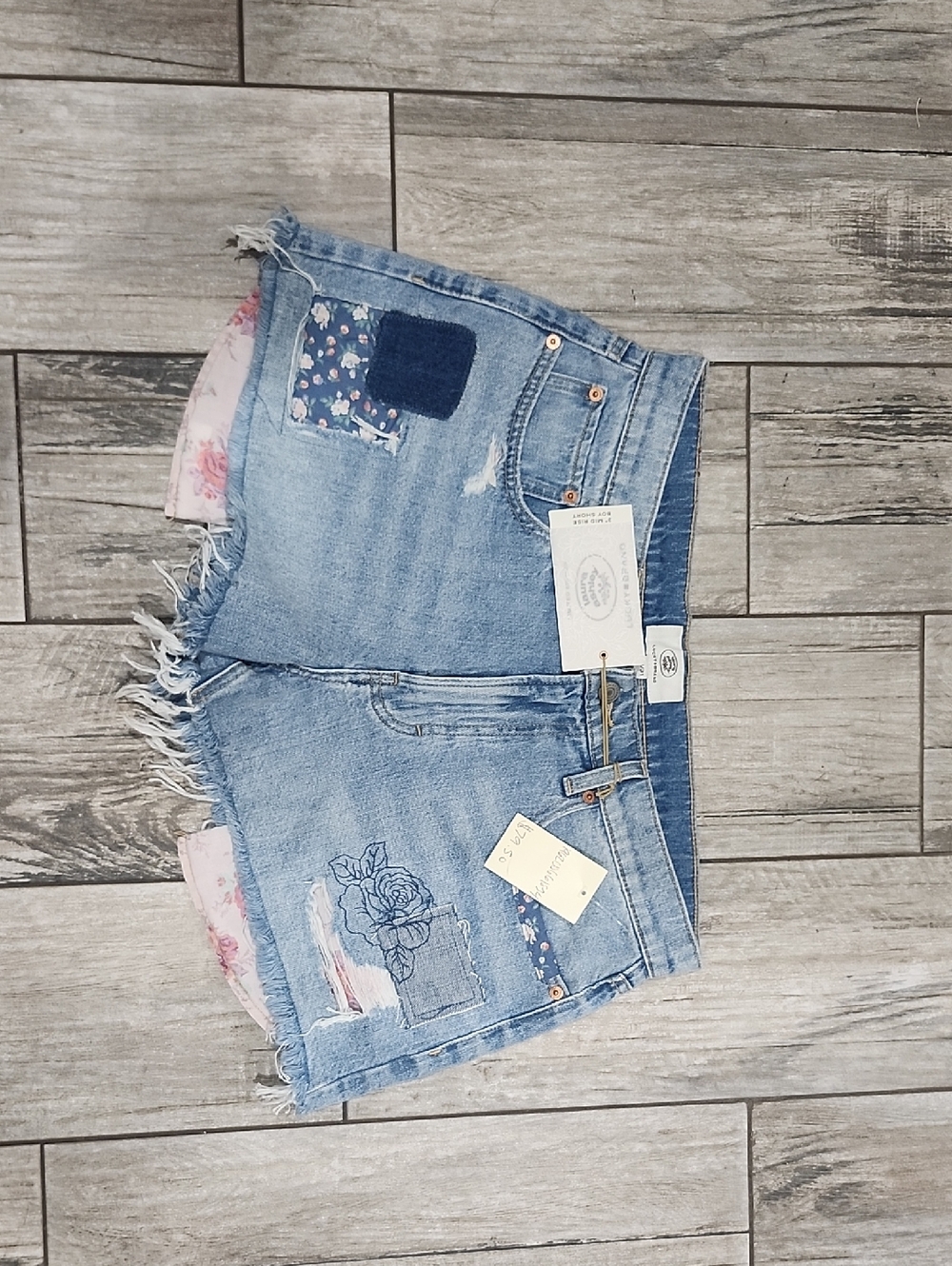 Lucky Brand Denim Patchwork Floral Lined Women's Shorts - Light Blue
